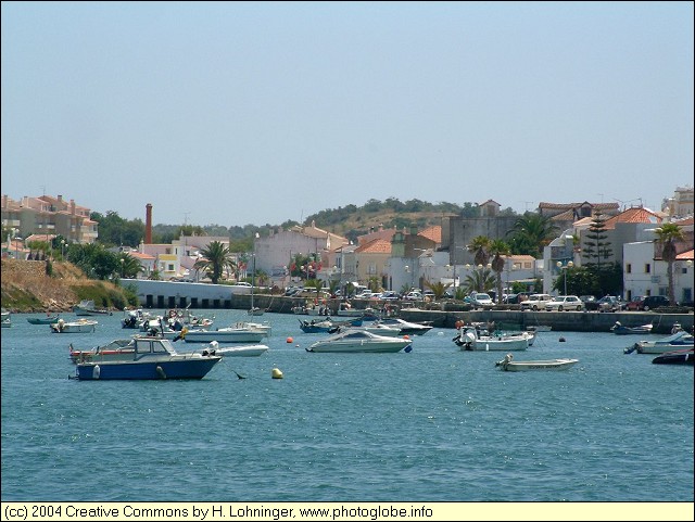 Ferragudo seen from the Harbor of Portimao
