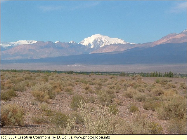 View of the Mountain Range of the Andes at Barreal
