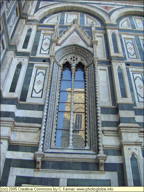 Firenze - Reflection of the Campanile in a Cathedral Window