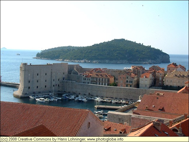 Harbor of Dubrovnik and Island of Lokrum