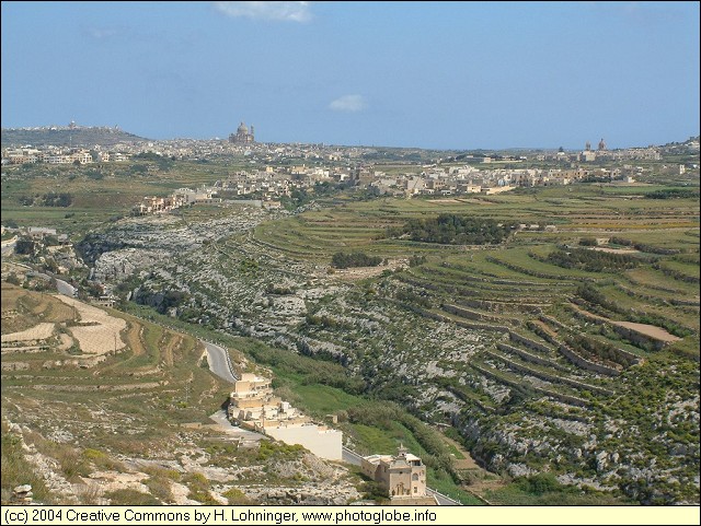 Xlendi Valley with Xewkija in the Background