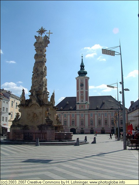 Plague Monument and City Hall of St. Plten