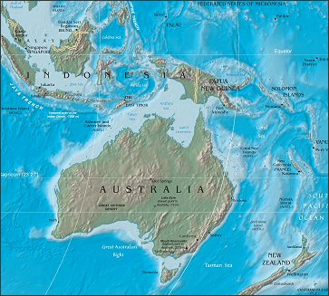 Map of Region around Australia