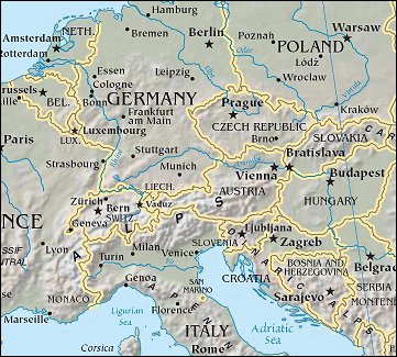 Map of Region around Austria