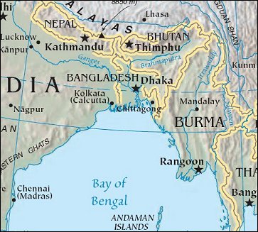 Map of Region around Bangladesh