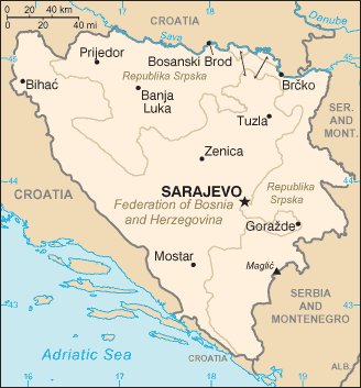 Map of Bosnia and Herzegovina