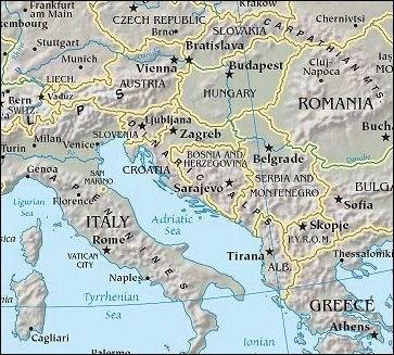 Map of Region around Bosnia and Herzegovina