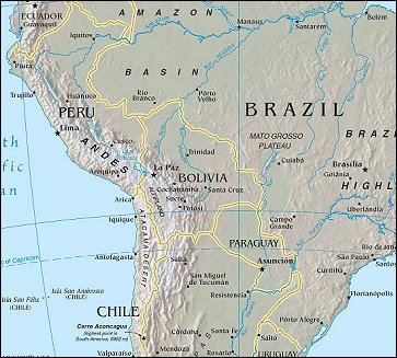 Map of Region around Bolivia