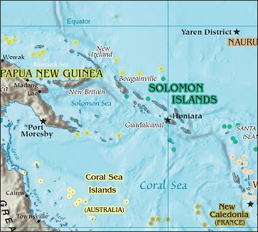 Map of Region around Solomon Islands