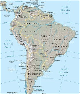 Map of Region around Brazil