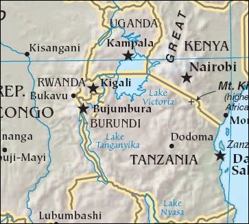 Map of Region around Burundi