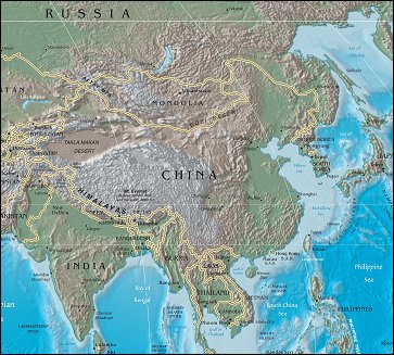 Map of Region around China