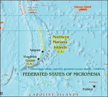 Map of Region around Northern Mariana Islands