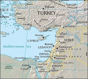 Map of Region around Cyprus