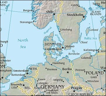 Map of Region around Denmark