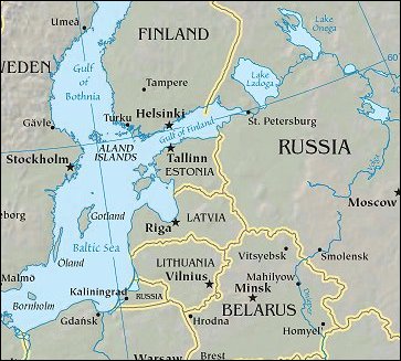 Map of Region around Estonia