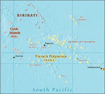 Map of Region around French Polynesia