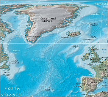 Map of Region around Greenland