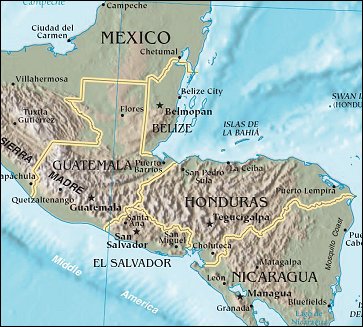 Map of Region around Guatemala