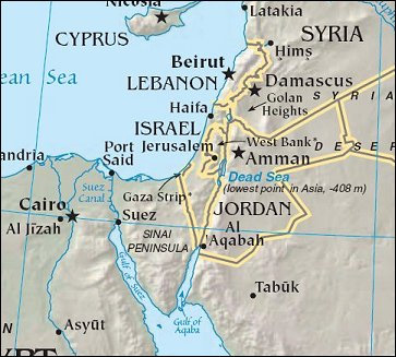 Map of Region around Gaza Strip