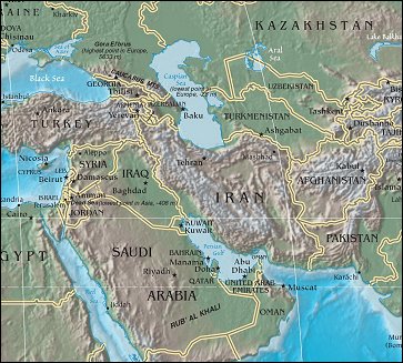 Map of Region around Iran