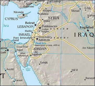 Map of Region around Jordan
