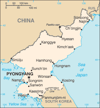 Map of Korea, North