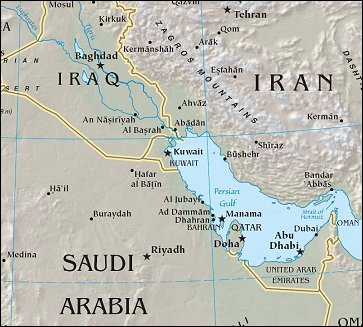 Map of Region around Kuwait