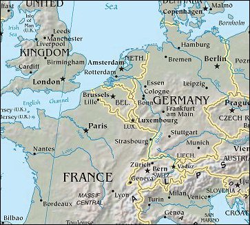 Map of Region around Luxembourg