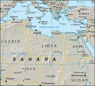 Map of Region around Libya