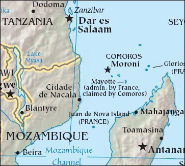 Map of Region around Mayotte