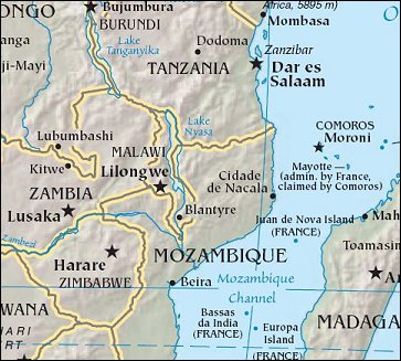 Map of Region around Malawi