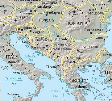 Map of Region around Montenegro