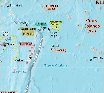 Map of Region around Niue