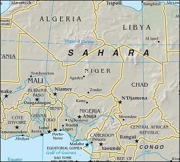 Map of Region around Niger