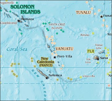 Map of Region around Vanuatu