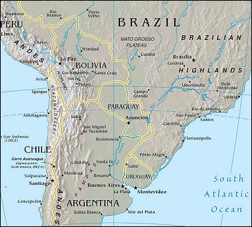 Map of Region around Paraguay