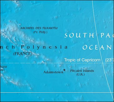 Map of Region around Pitcairn Islands