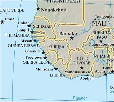 Map of Region around Guinea-Bissau