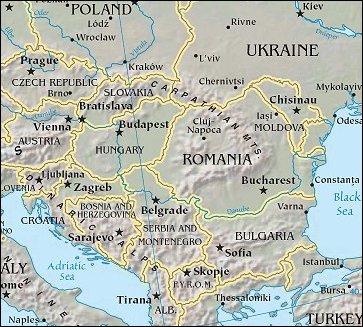 Map of Region around Romania