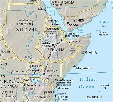 Map of Region around Somalia