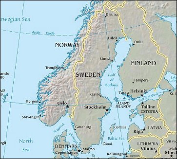 Map of Region around Sweden