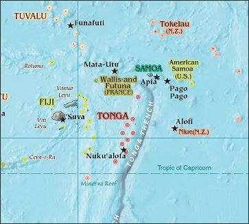 Map of Region around Tonga