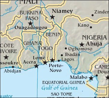 Map of Region around Togo