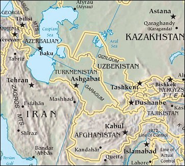 Map of Region around Turkmenistan