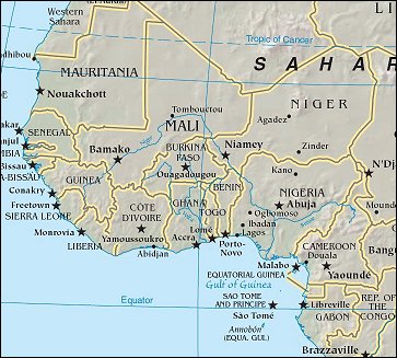 Map of Region around Burkina Faso