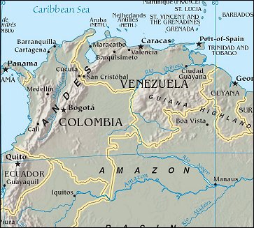 Map of Region around Venezuela