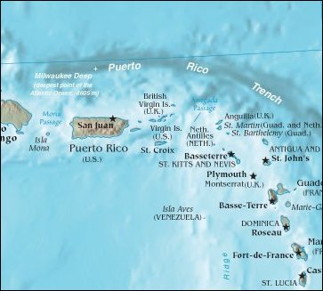 Map of Region around British Virgin Islands