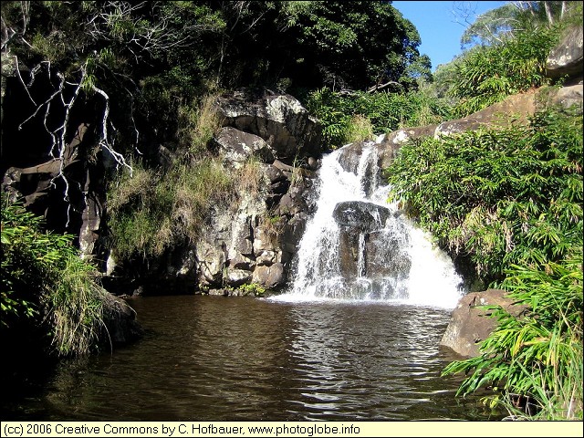 Creek and Waterfall at the Waimea Canyon
